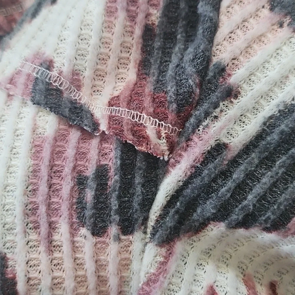 LuLaRoe Kristen Maroon, Pink, and Black Print Cowl Neck Blouse